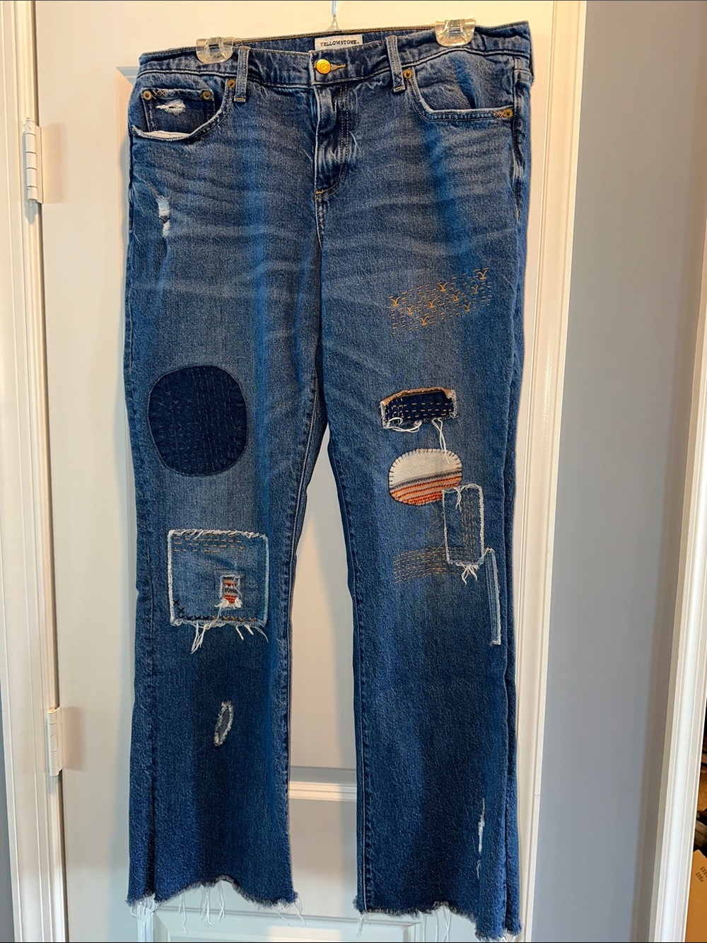 Lucky Brand Blue Jeans Distressed & Embellished Size 14 - 32R